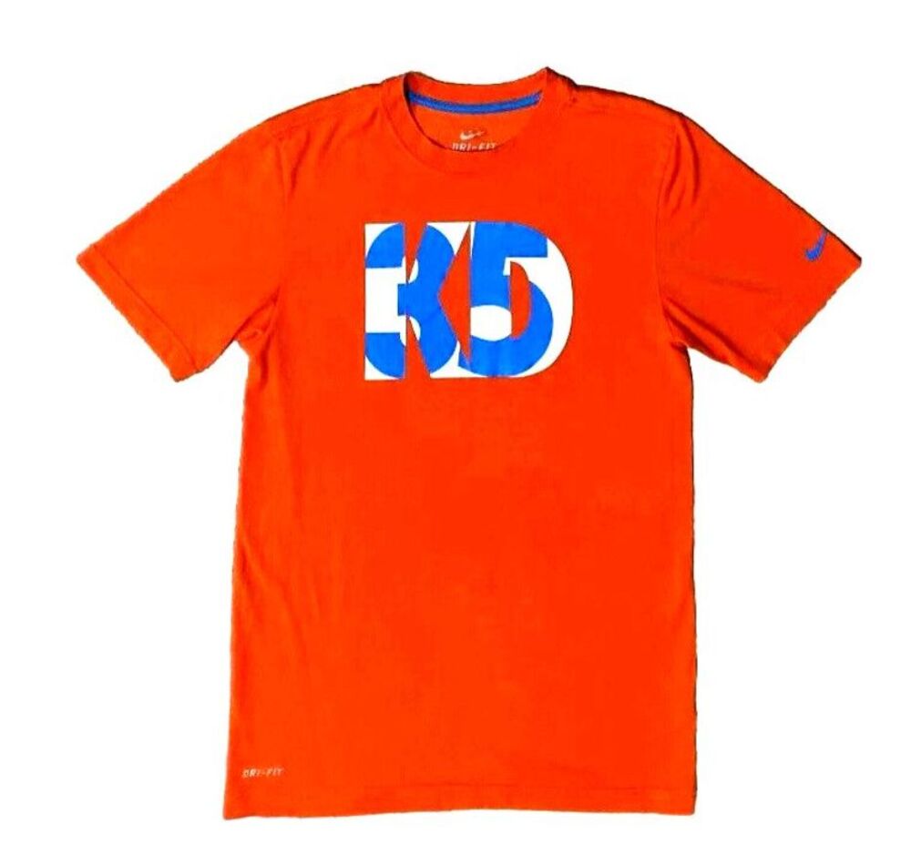 Nike KD Kevin Durant 35 Basketball T Shirt Men Small Orange Dri-Fit Graphic Tee